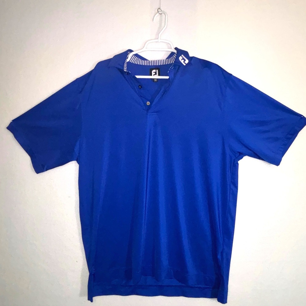 FootJoy Mens Performance‎ Golf Polo Shirt Royal Blue Embroidered Logo Large
